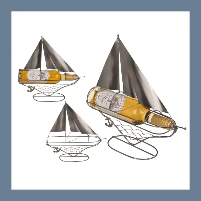 Sejlskib vinflaskeholder metal